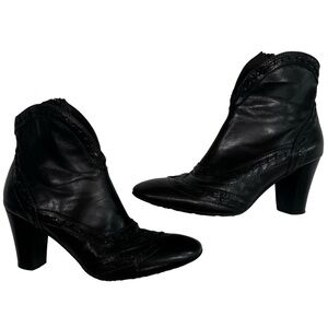 Sesto Meucci Leather Oxford Cowboy Booties EUC Vintage Boots Made in Italy